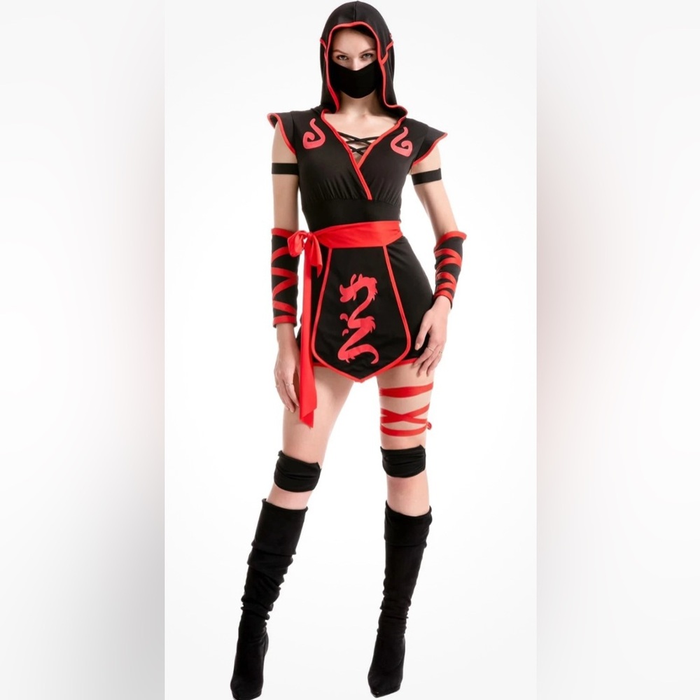 Halloween Adult Ninja Costume for Women Dress Up, Costume Party Size L
